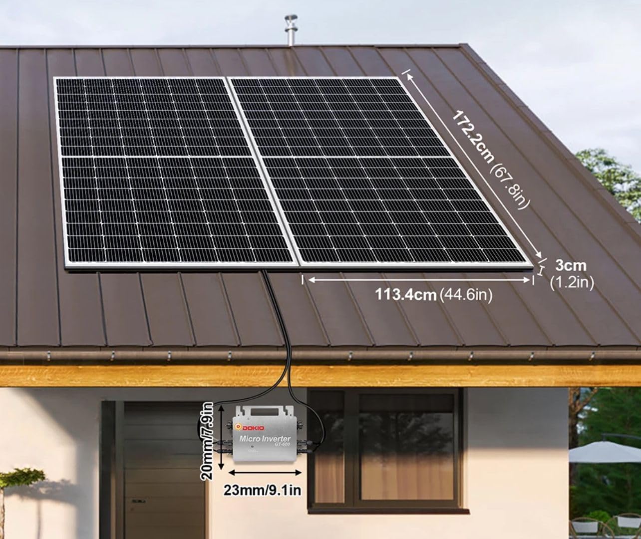 Generico Kit Fotovoltaico per Balcone da 820W, 4.19% di Efficienza, Grigio Argento, con Funzione WLAN e Inverter Micro da 800W, Include Staffa e Cavi da 10m e 3m, Facile Installazione