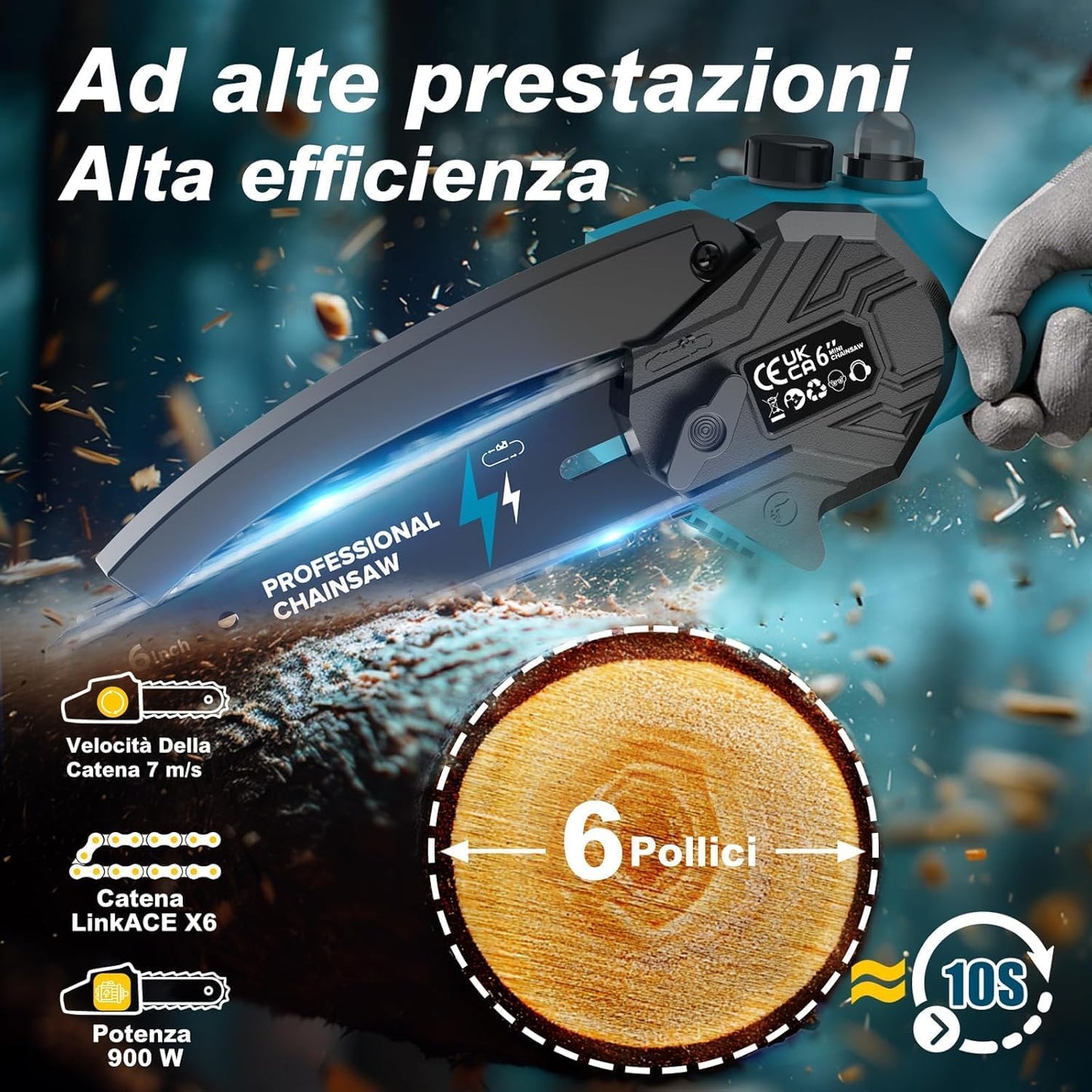 Kit Potatura Motosega + Forbice Elettrico Doppia Batteria 48V 2000Mah a Litio Completo di Valigetta Rigida Protettiva Trincia Rami,Cesoia,da Potatura