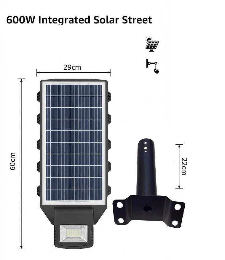Lampione Solare LED 600W Faro Strada Giardino Da Esterno Sensore Movimento IP65
