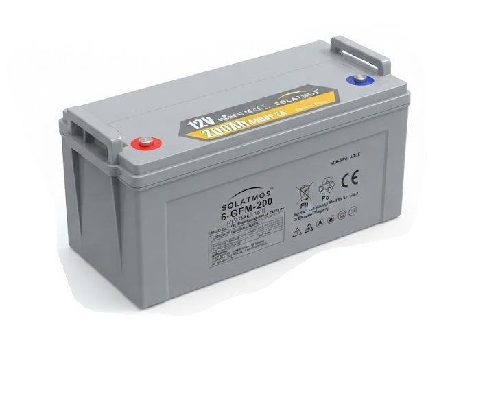 Batteria Gel 12V 200Ah VRLA Solatmos 6-GFM-200 Accumulo Solare Camper Nautica