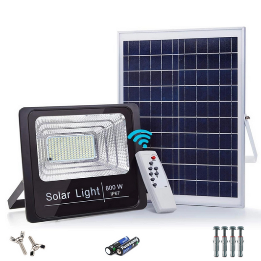 Faro Led 800w Con Pannello Solare IP67 Luce Bianca Con Telecomando