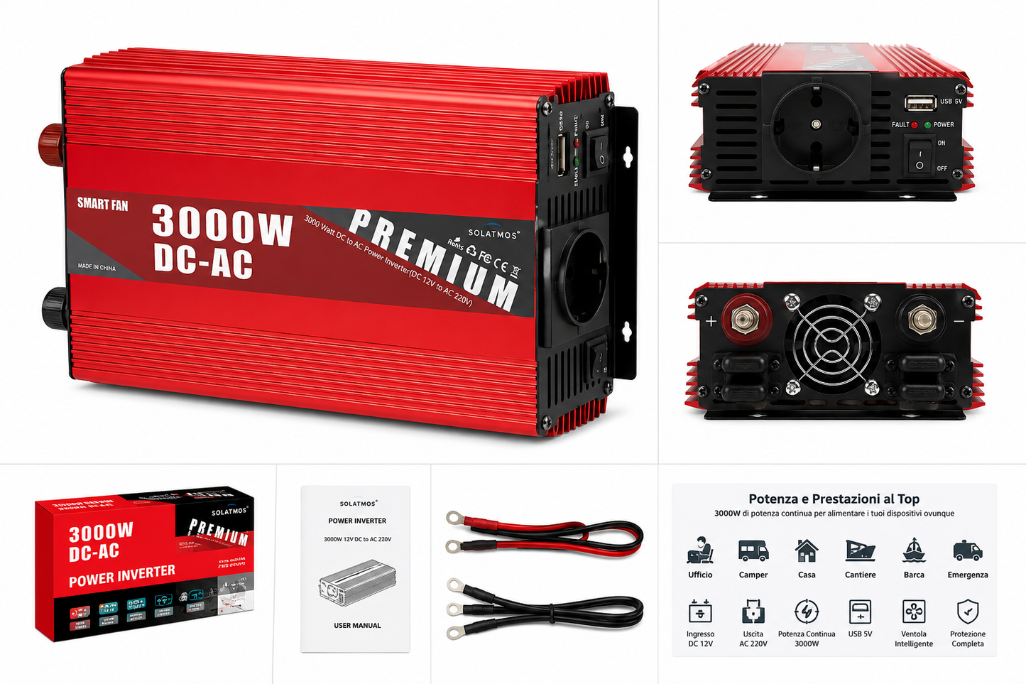 Kit Fotovoltaico 1.5kW Off-Grid Pannello Solare 320W, Inverter 3000W 12w