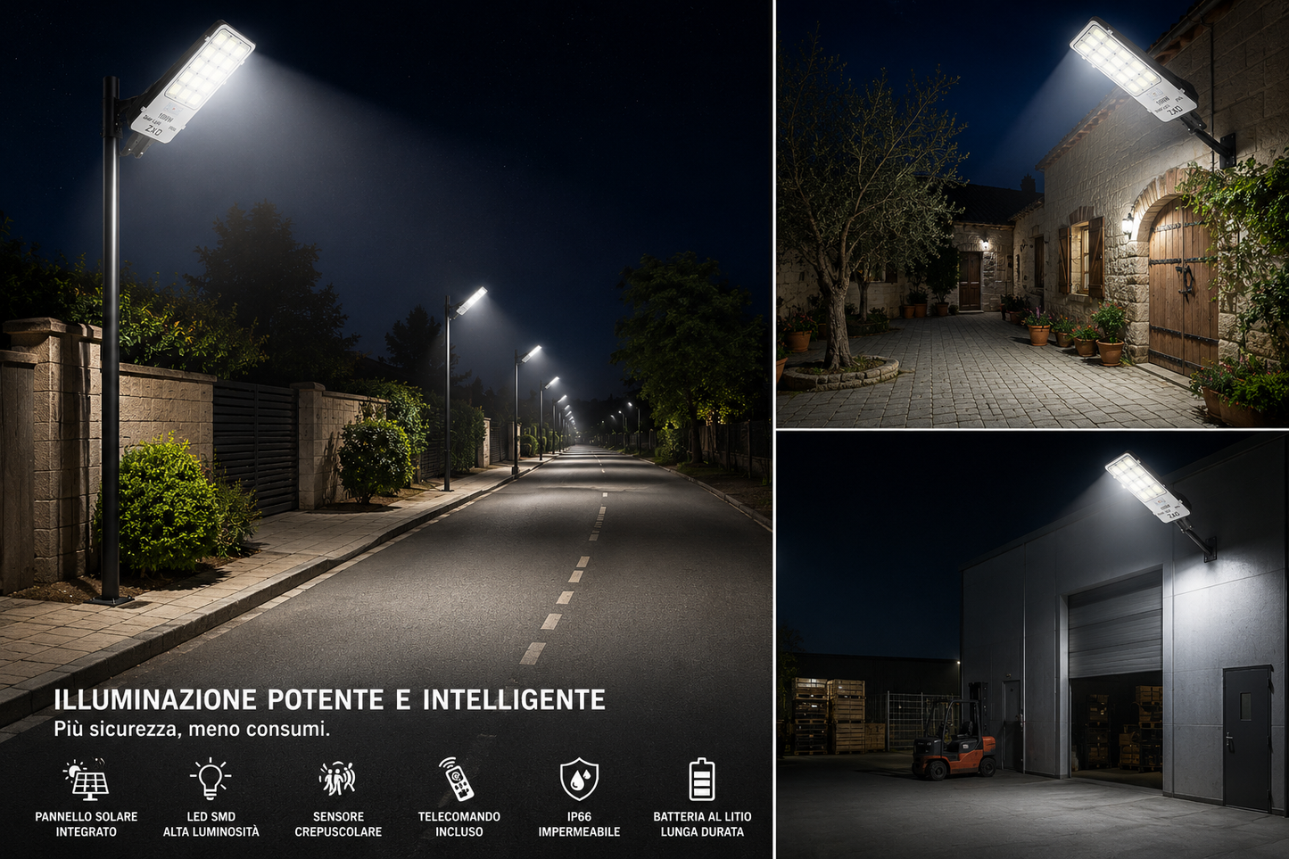 Faro Solare LED Esterno 1000W Potente, Luce Solare Led Esterno con Sensore di Movimento, 6500K, Autonomia 14 Ore, Lampada Solare Crepuscolare con Telecomando e Staffa di Ancoraggio
