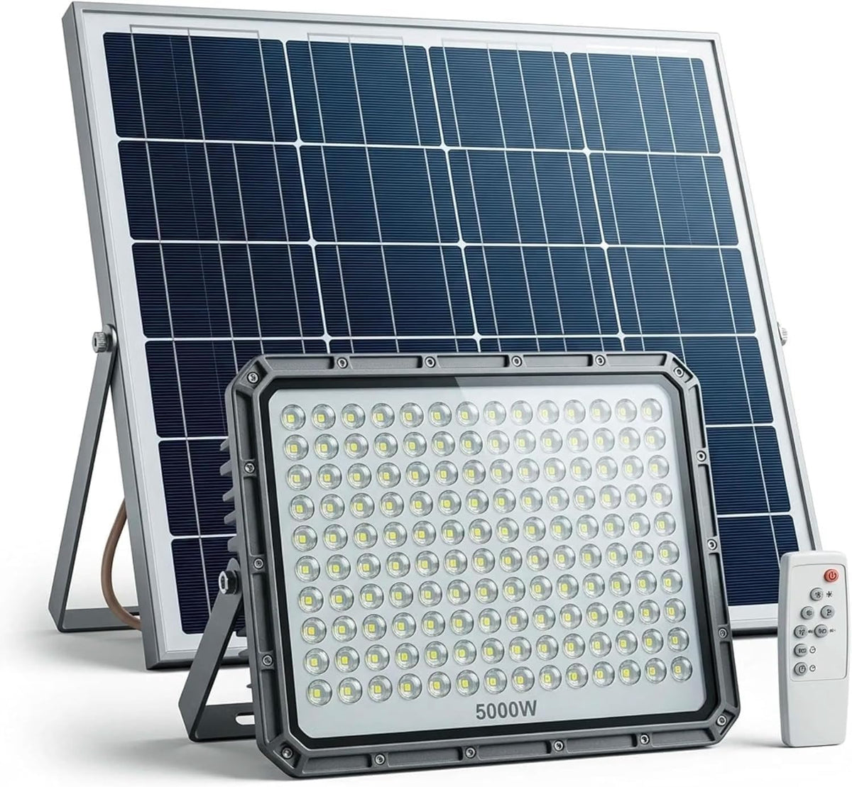 Faro LED Solare 5000W 320 LED IP66 Telecomando Luce 6500K 12h Luce Bianca
