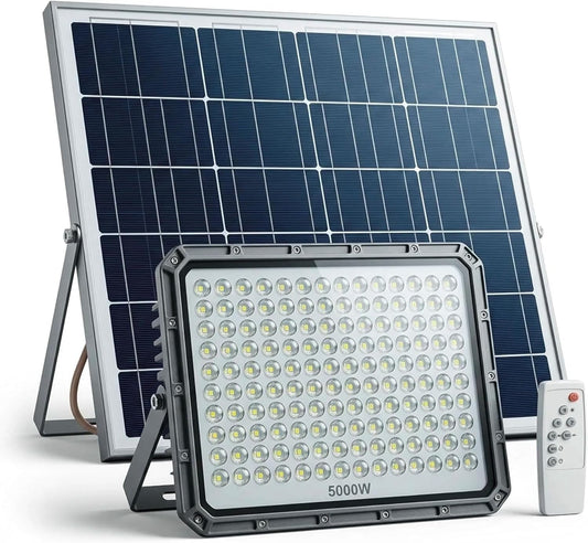 Faro LED Solare 5000W 320 LED IP66 Telecomando Luce 6500K 12h Luce Bianca