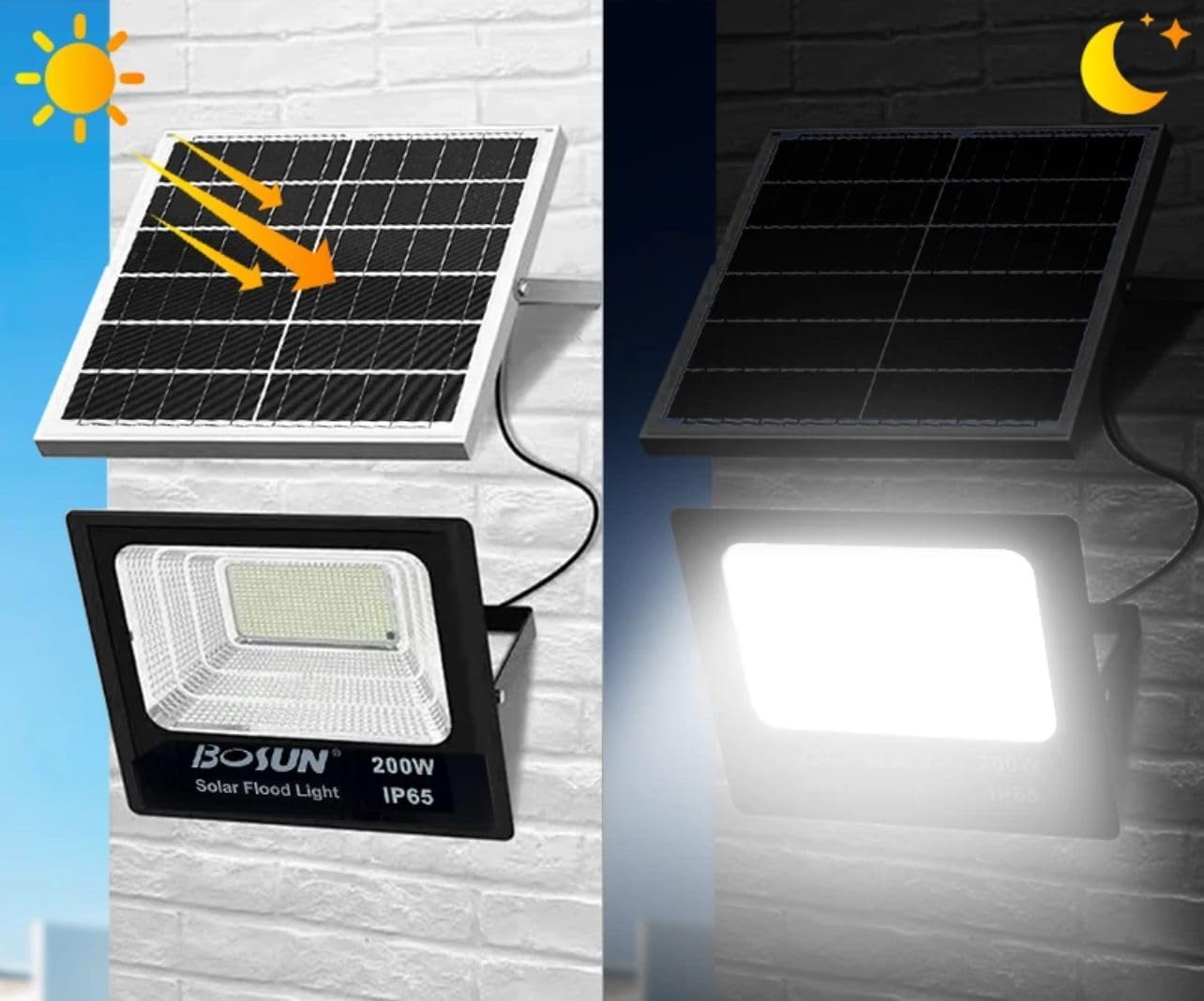 Generico Faro Solare a Led 300W con Pannello Solare Telecomando Impermeabile da Esterno IP66 Bianco freddo 6500K Dimmerabile e crepuscolare Sesnsore di Movimento Casa,Giardino,Parcheggio,Strada