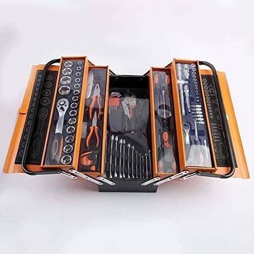 Set Utensili da Lavoro, Casetta per Attrezzi da Trasporto Arancione, Chiavi a Cricchetto, Bussole Cacciavite, Porta Chiavi Inglese, Set Fai Da Te 85 Pezzi toolbox for DIY