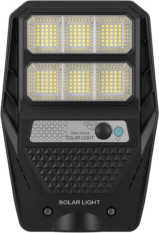Generico Lampione Solare da Esterno 200W con Pannello Fotovoltaico, Faro LED 6500K con Sensore di Movimento, IP65 Impermeabile, Luce Stradale per Giardino, Cortile, Parcheggio e Vialetti [Classe di efficienza energetica A]