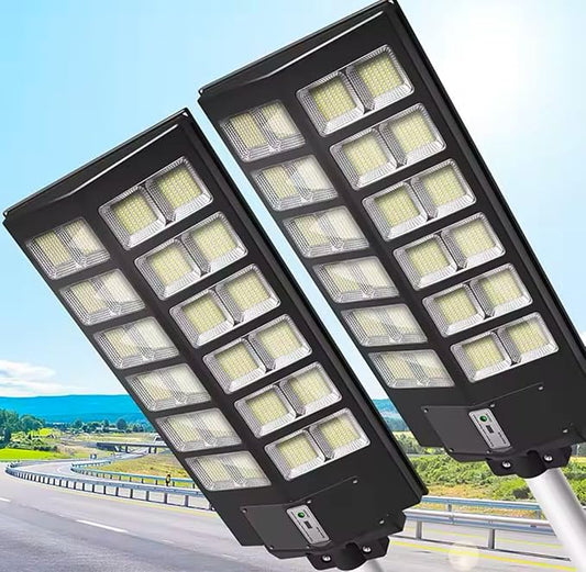 Lampione Stradale LED 1600W, Illuminazione Esterna con Pannello Solare, Telecomando e Staffa di Montaggio, Impermeabile con Sensore di Movimento