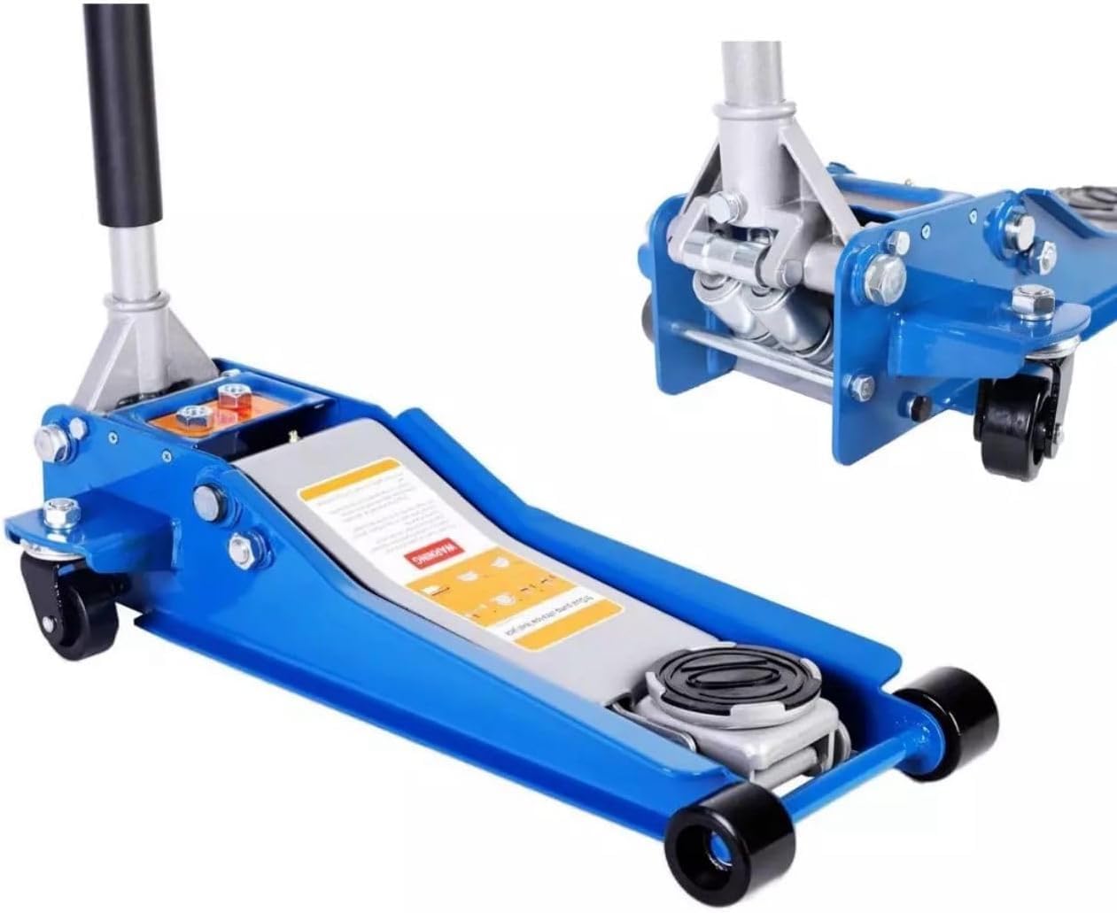 Cric Idraulico per Auto, Sollevatore Professionale 4T, Ruote Bidirezionali a Cuscinetto, Assetto super Ribassato per Veicoli, Crick per Auto con Alzata doppio Pistone, Valvola di Sicurezza.