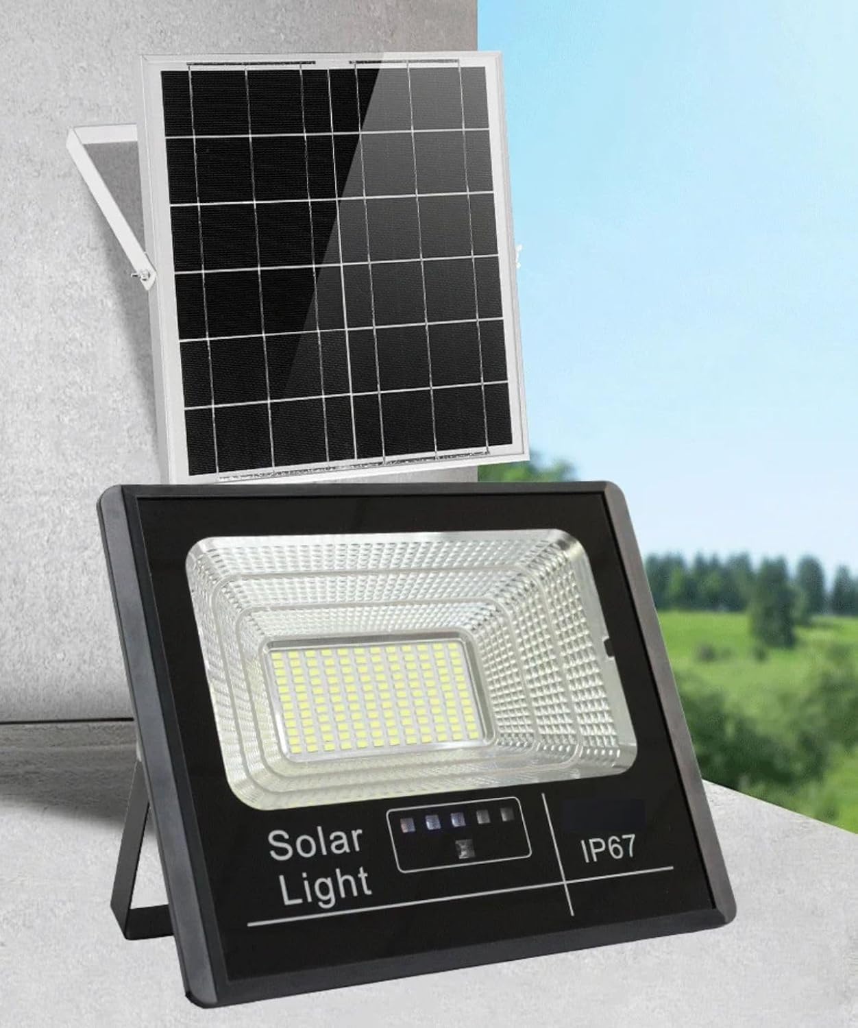 Generico Faretto LED Solare da Esterno 300W, Faro con Sensore Crepuscolare e LED Ultra Luminosi per Giardini, Cortili e Aree Esterne, Sesnsore di Movimento Casa,Giardino,Parcheggio,Strada [Classe di efficienza energetica A+++]