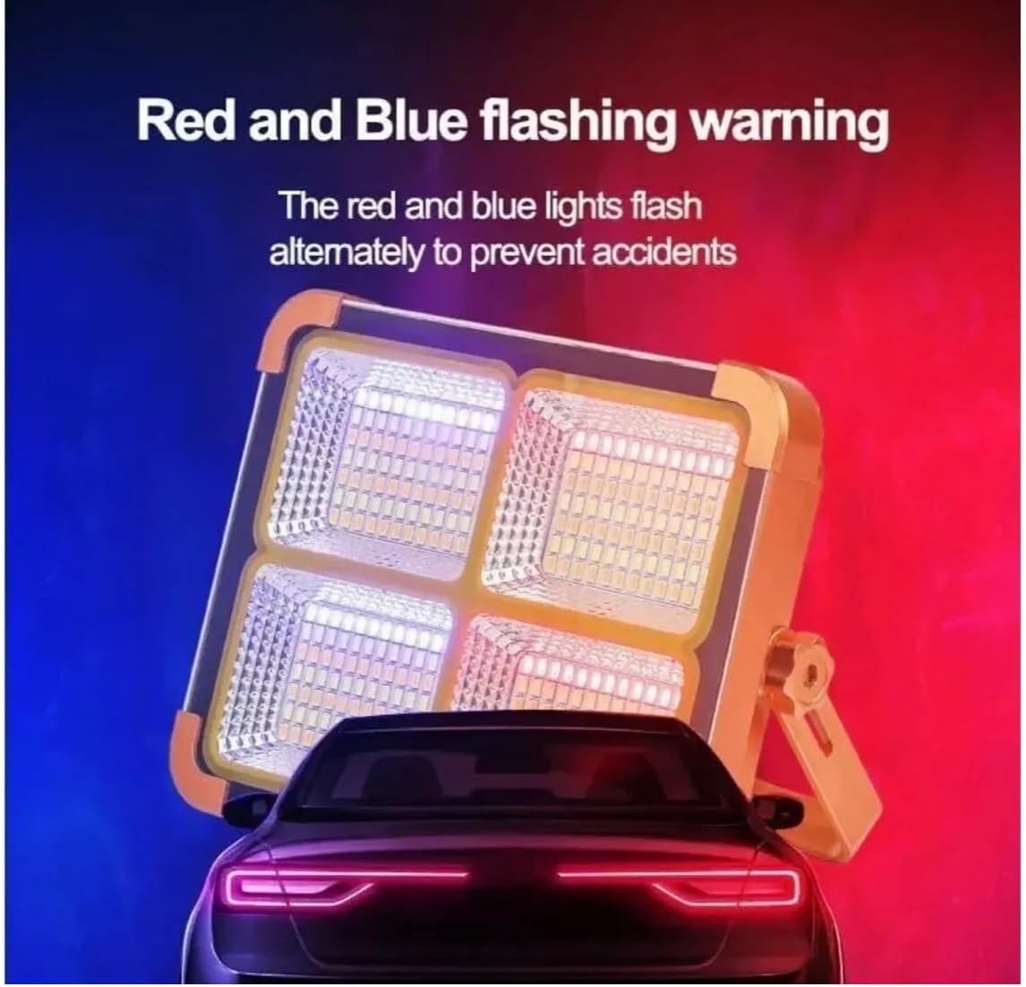 Faro LED Solare Portatile 1000W con Power Bank 16500 mAh, IP66 Impermeabile, Ricarica Solare + USB, Telecomando, Luce Bianca 6500K, Modalità SOS Rosso/Blu, Per Campeggio, Giardino, Lavori [Classe di efficienza energetica A]