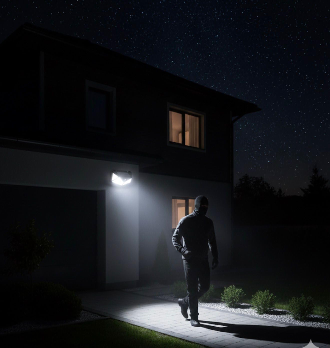 Generico 4x Faretto Faro solare 300 Led con sensore di movimento impermeabile da esterno 900LM IP65 Luce Bianca Fredda [Classe di efficienza energetica A]