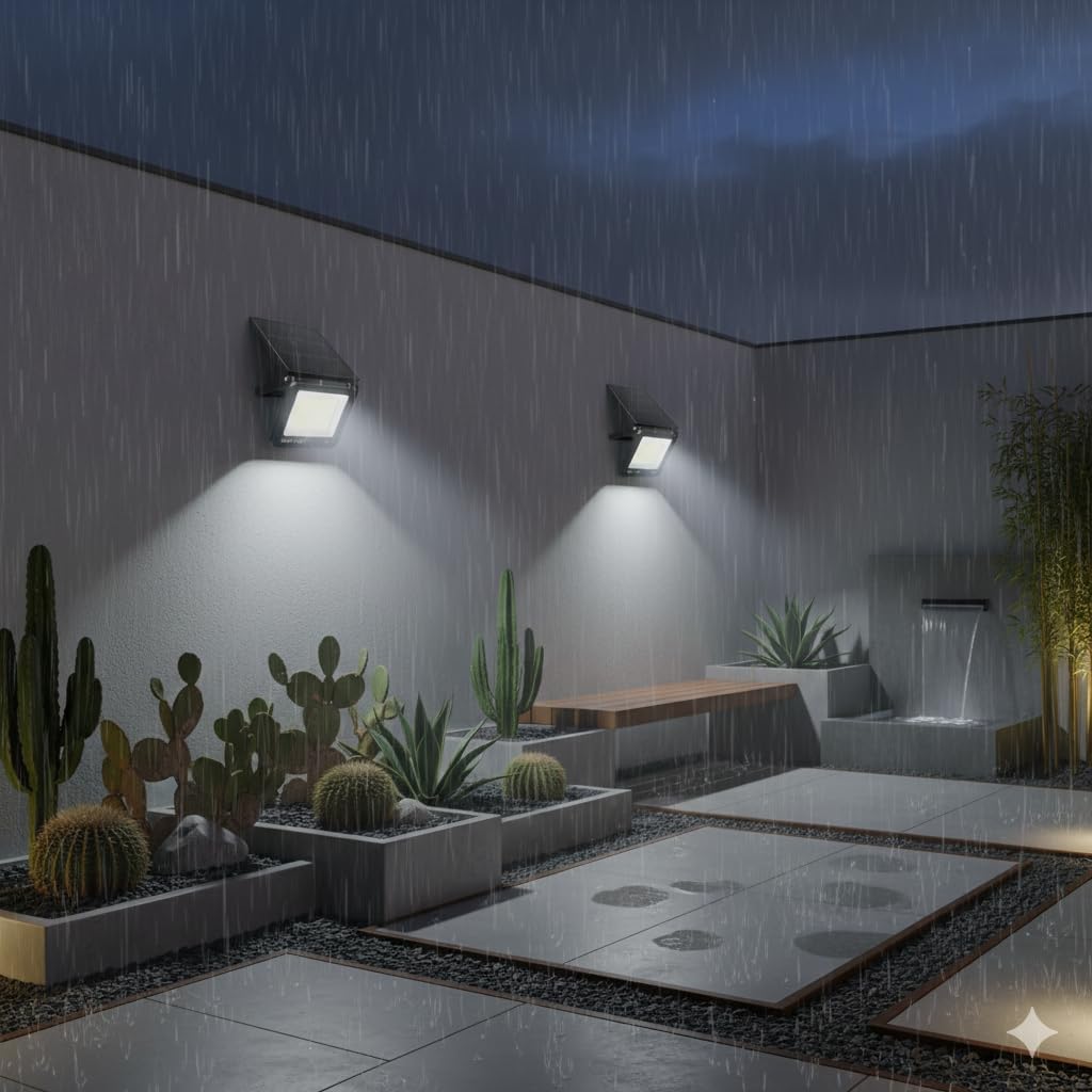 Generico Lampada LED da Esterno 200W, Faretto Solare da Parete con Asta Articolata, Illuminazione per Esterni, Pannello Solare Integrato [Classe di efficienza energetica A]