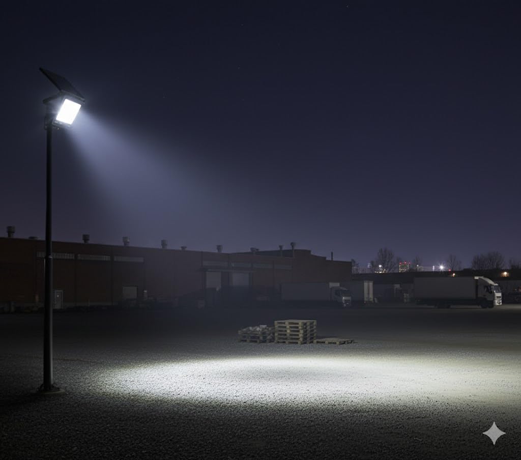 Generico Lampada LED da Esterno 200W, Faretto Solare da Parete con Asta Articolata, Illuminazione per Esterni, Pannello Solare Integrato [Classe di efficienza energetica A]