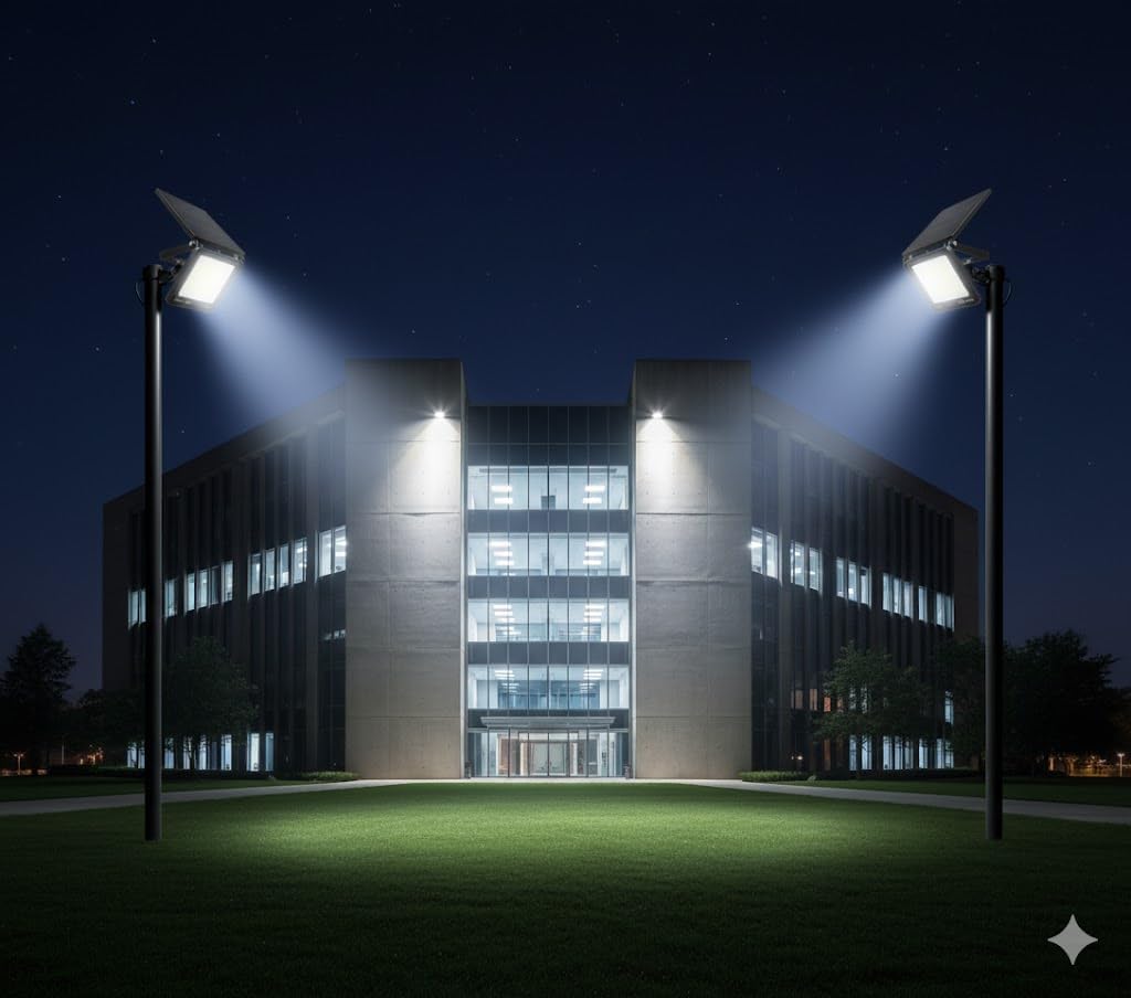 Generico Lampada LED da Esterno 200W, Faretto Solare da Parete con Asta Articolata, Illuminazione per Esterni, Pannello Solare Integrato [Classe di efficienza energetica A]