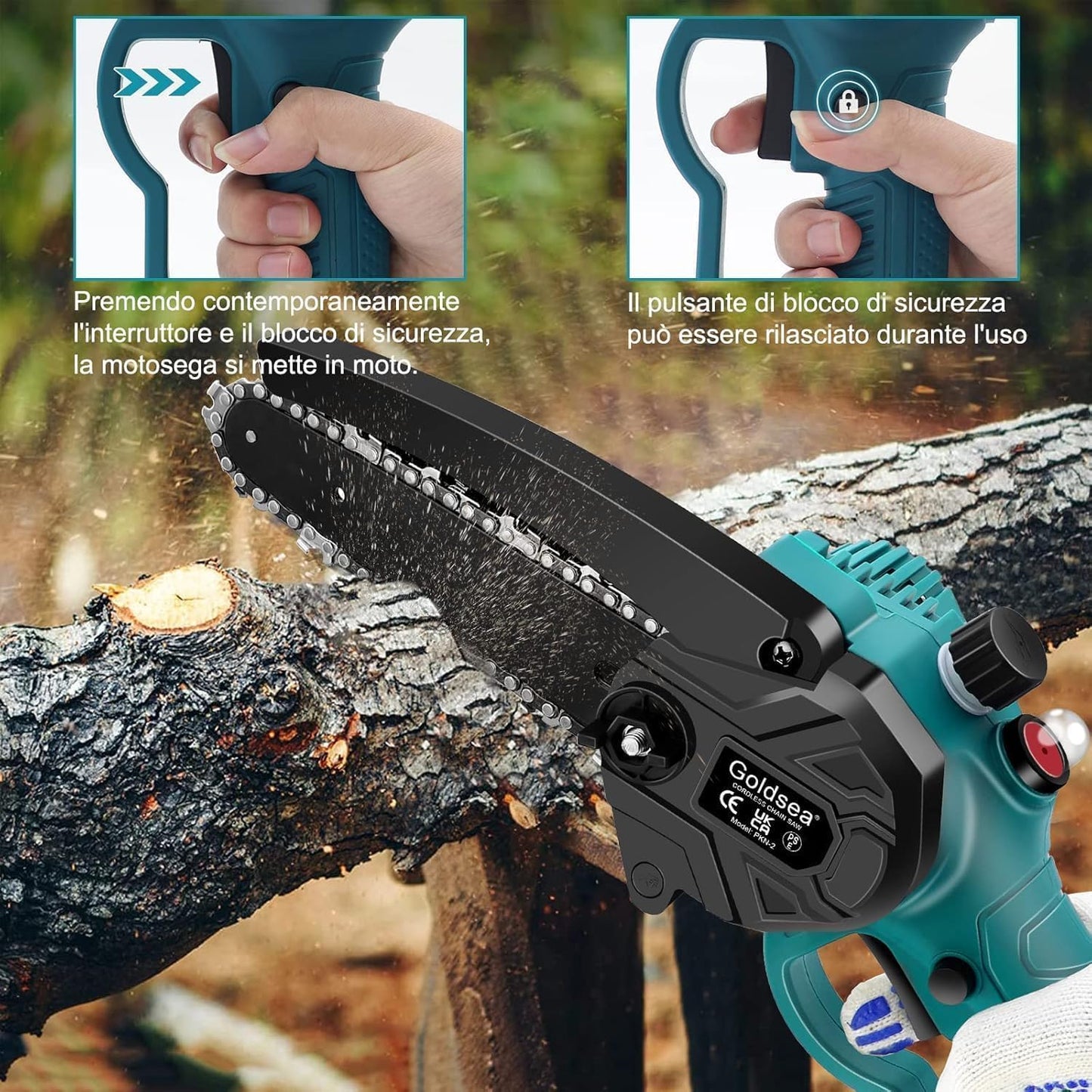 Kit Potatura Motosega + Forbice Elettrico Doppia Batteria 48V 2000Mah a Litio Completo di Valigetta Rigida Protettiva Trincia Rami,Cesoia,da Potatura