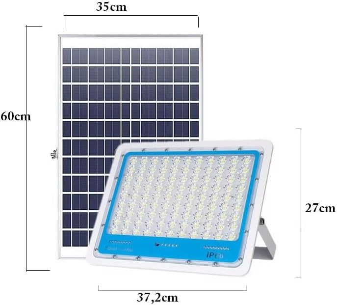 Faro Led 1000w Completo di Pannello Fotovoltaico 6500k,Impermabile IP66 con Sensore di Movimento,Crepuscolare,Telecomando, da Esterno