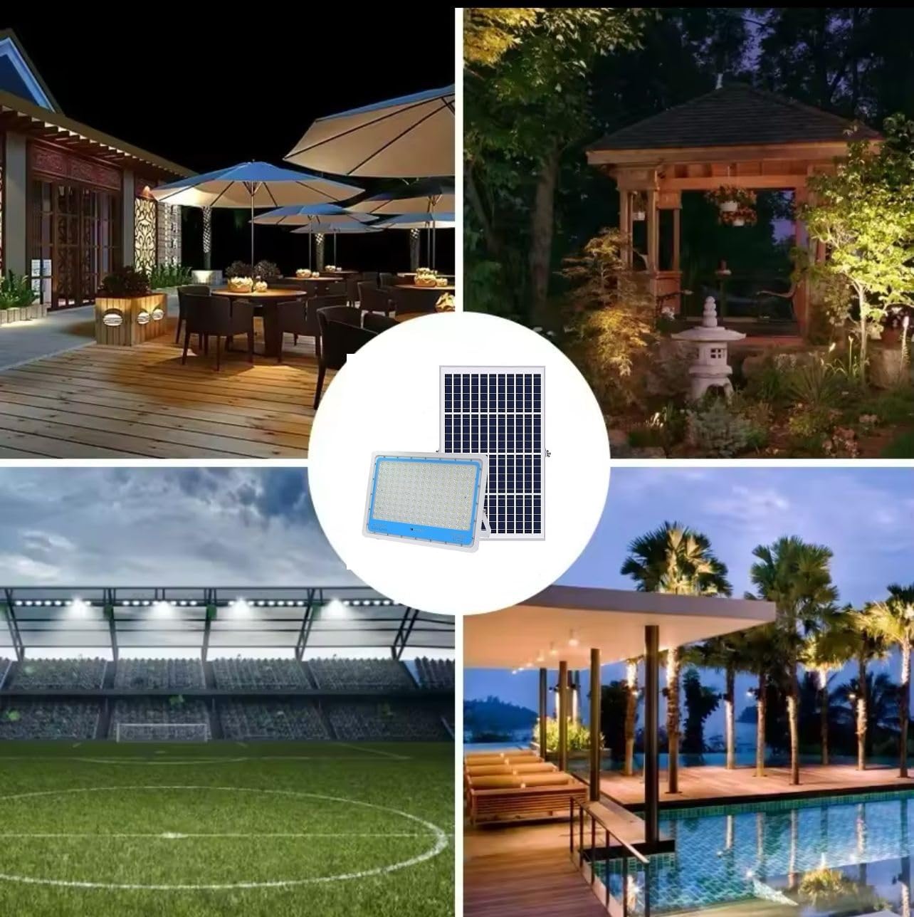 Faro Led 1000w Completo di Pannello Fotovoltaico 6500k,Impermabile IP66 con Sensore di Movimento,Crepuscolare,Telecomando, da Esterno