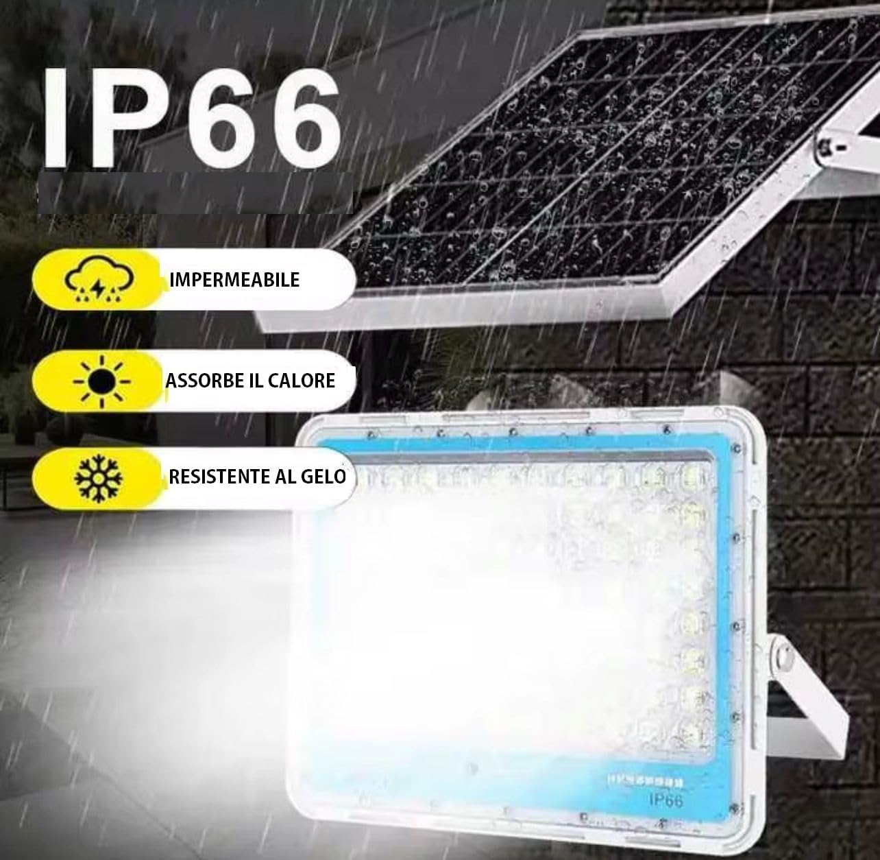 Faro Led 1000w Completo di Pannello Fotovoltaico 6500k,Impermabile IP66 con Sensore di Movimento,Crepuscolare,Telecomando, da Esterno