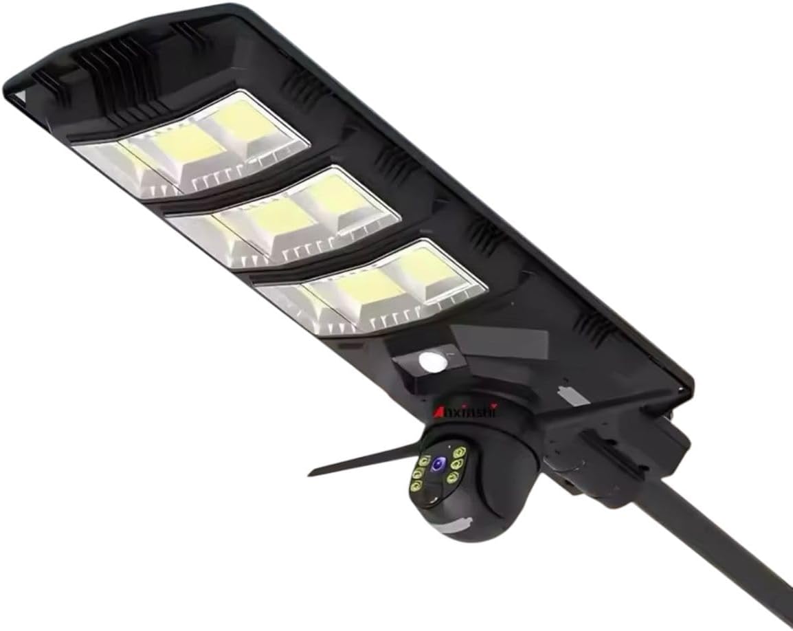 Generico Lampione Stradale Solare da 800W con Pannello Fotovoltaico, Telecamera HD 2K, Telecomando, Staffa, IP65 [Classe di efficienza energetica A]