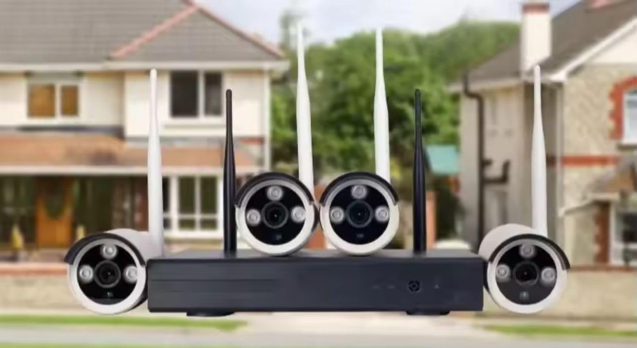 Kit Videosorveglianza 8 Telecamere Canali 5G DVR NVR HD da Interno ed Esterno Impermeabili + Hard Disck da 500GB per Registrare immagine Video, Completo di Mouse Alimentatori Wi-fi Visione Notturna