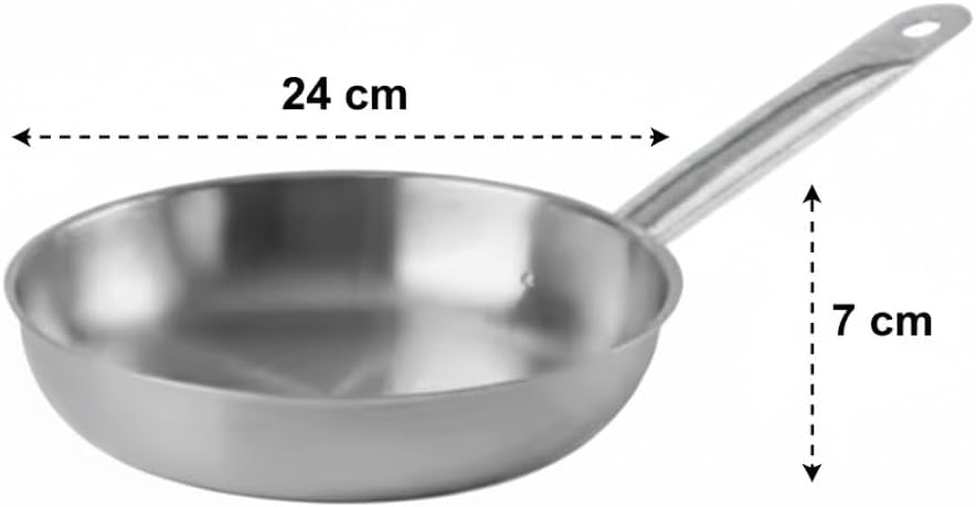 Generico Padella Professionale in Alluminio Puro 3mm, Manico in Acciaio Inox, Antiaderente, Padella Alta per Saltare 24cm