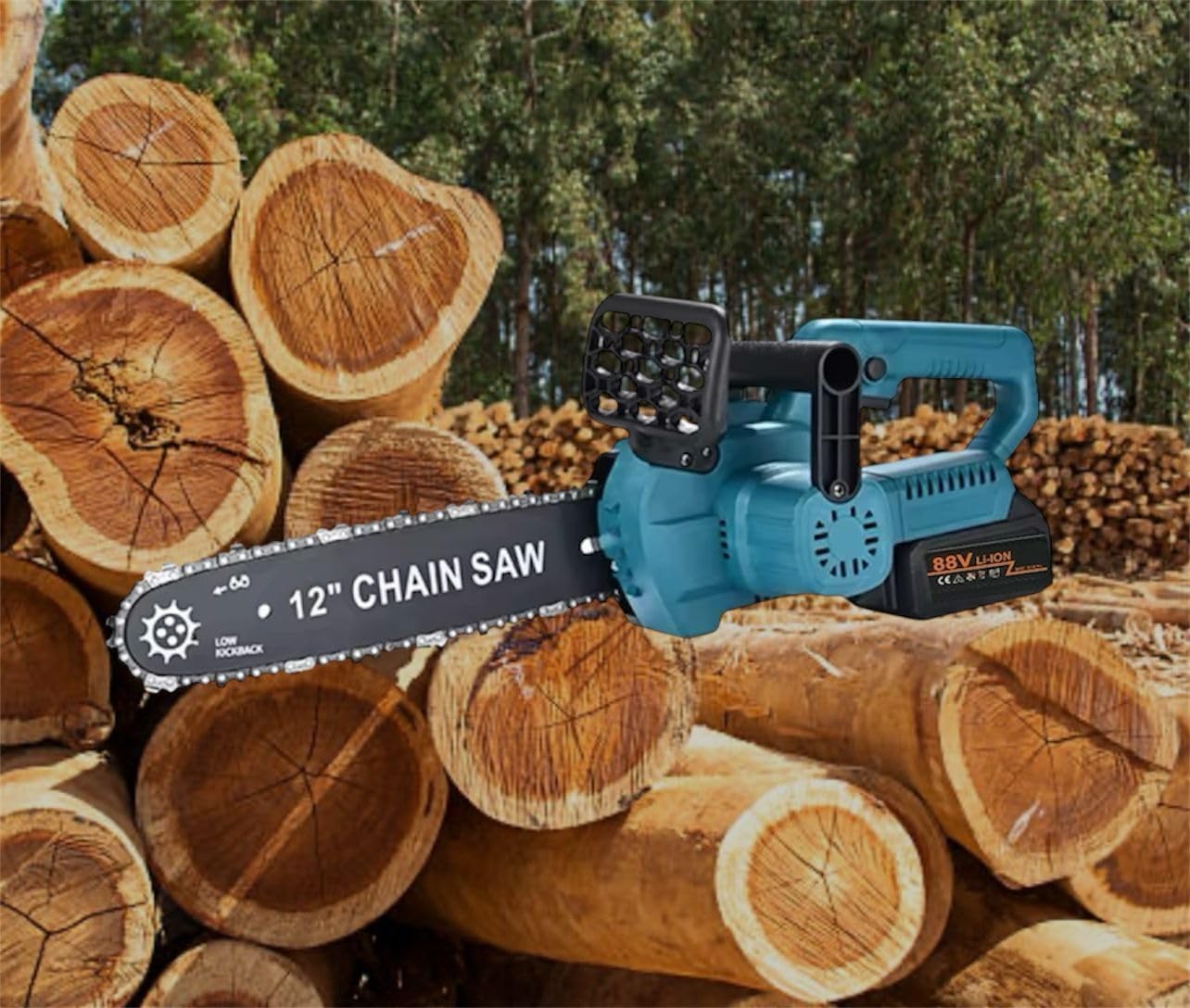 Motosega con Barra da 12 Pollici Doppia Batteria da 88V Ricaricabile con Serbatoio dell'Olio, Brushless, Kit Completo con 2 Batterie Li-ion e Valigetta