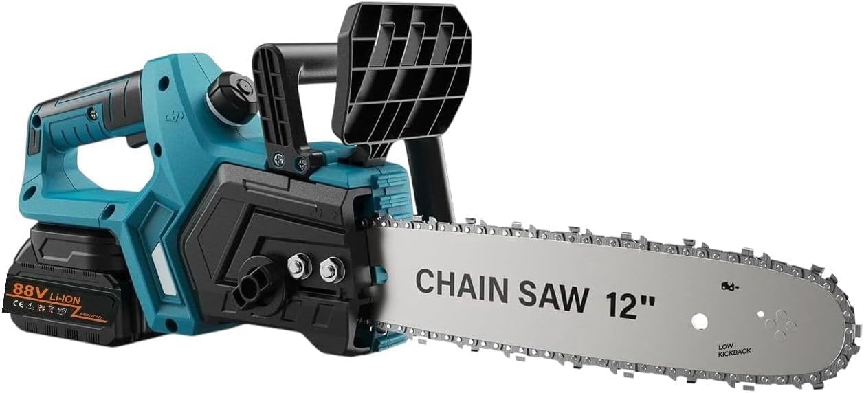 Motosega con Barra da 12 Pollici Doppia Batteria da 88V Ricaricabile con Serbatoio dell'Olio, Brushless, Kit Completo con 2 Batterie Li-ion e Valigetta