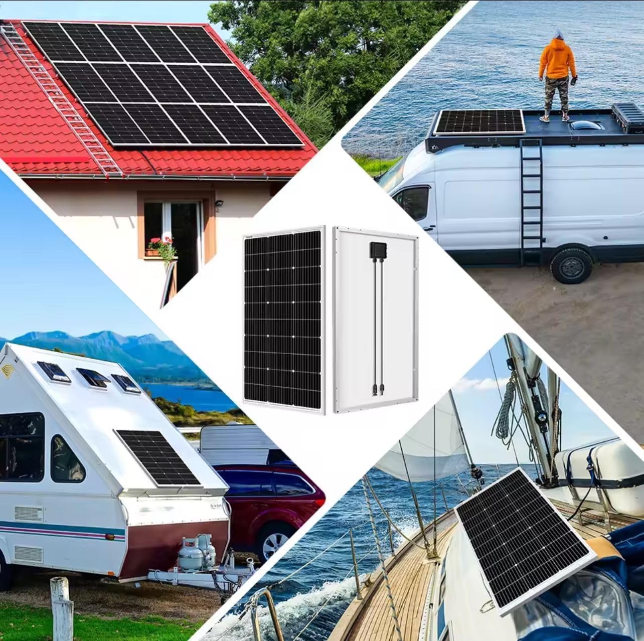 Pannello Solare Fotovoltaico 250W 12/18V Dimensioni: 148 × 67 × 3 cm Monocristallino Adatto Veicoli, camper e barche