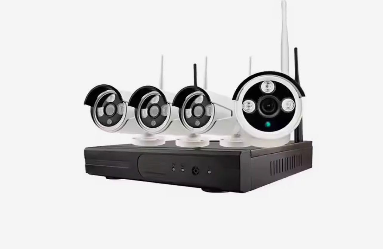 Kit 4 Telecamere di Videosorveglianza Completo di DVR NVR + Hard Disck da 500 GB HD WI-FI FULL HD 4 Canali Da interno ed Esterno Impermabile IP65 per la Sicurezza Visione Notturna