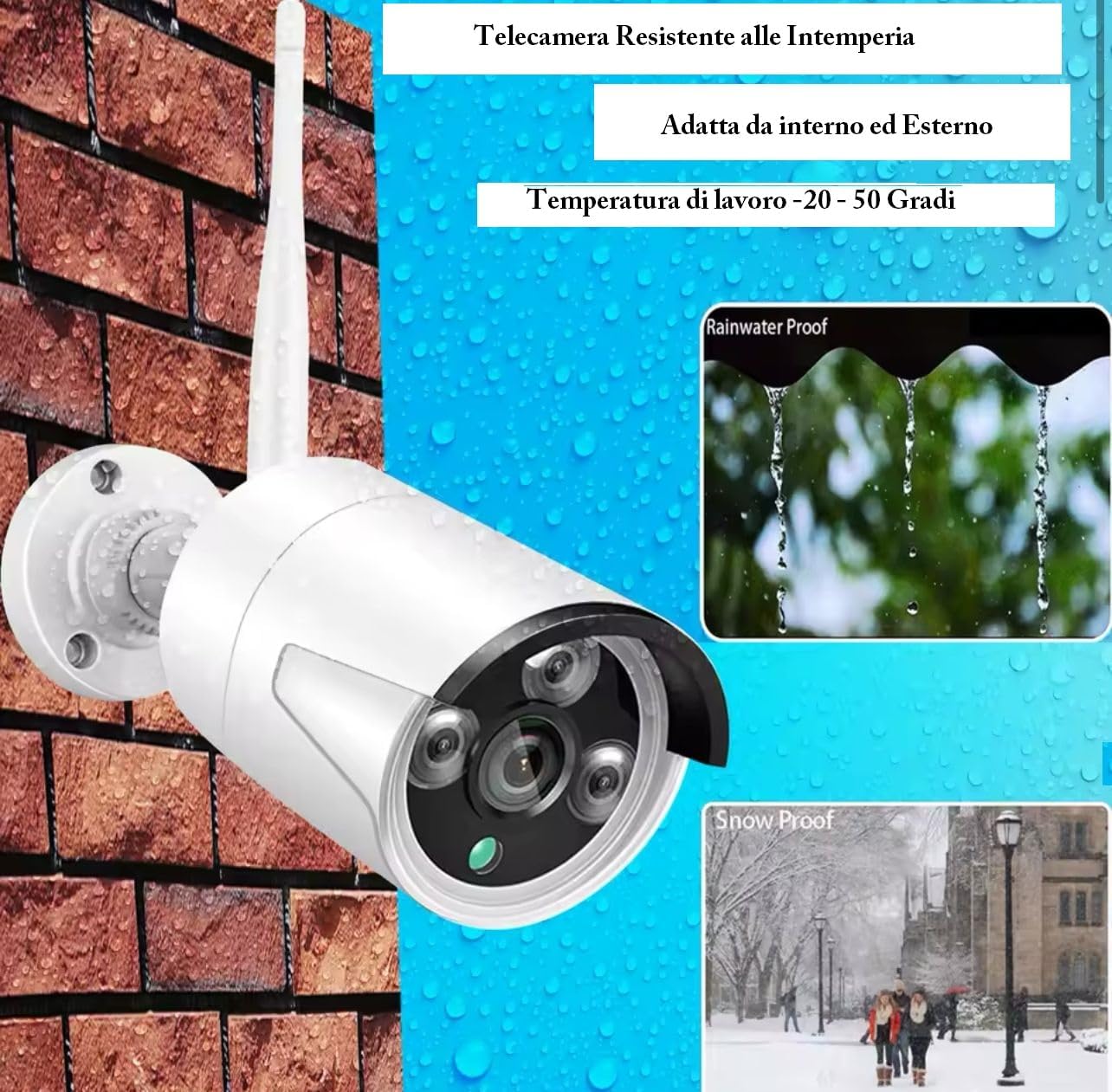 Kit 4 Telecamere di Videosorveglianza Completo di DVR NVR + Hard Disck da 500 GB HD WI-FI FULL HD 4 Canali Da interno ed Esterno Impermabile IP65 per la Sicurezza Visione Notturna