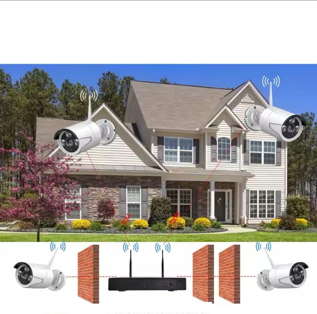 Kit 4 Telecamere di Videosorveglianza Completo di DVR NVR + Hard Disck da 500 GB HD WI-FI FULL HD 4 Canali Da interno ed Esterno Impermabile IP65 per la Sicurezza Visione Notturna