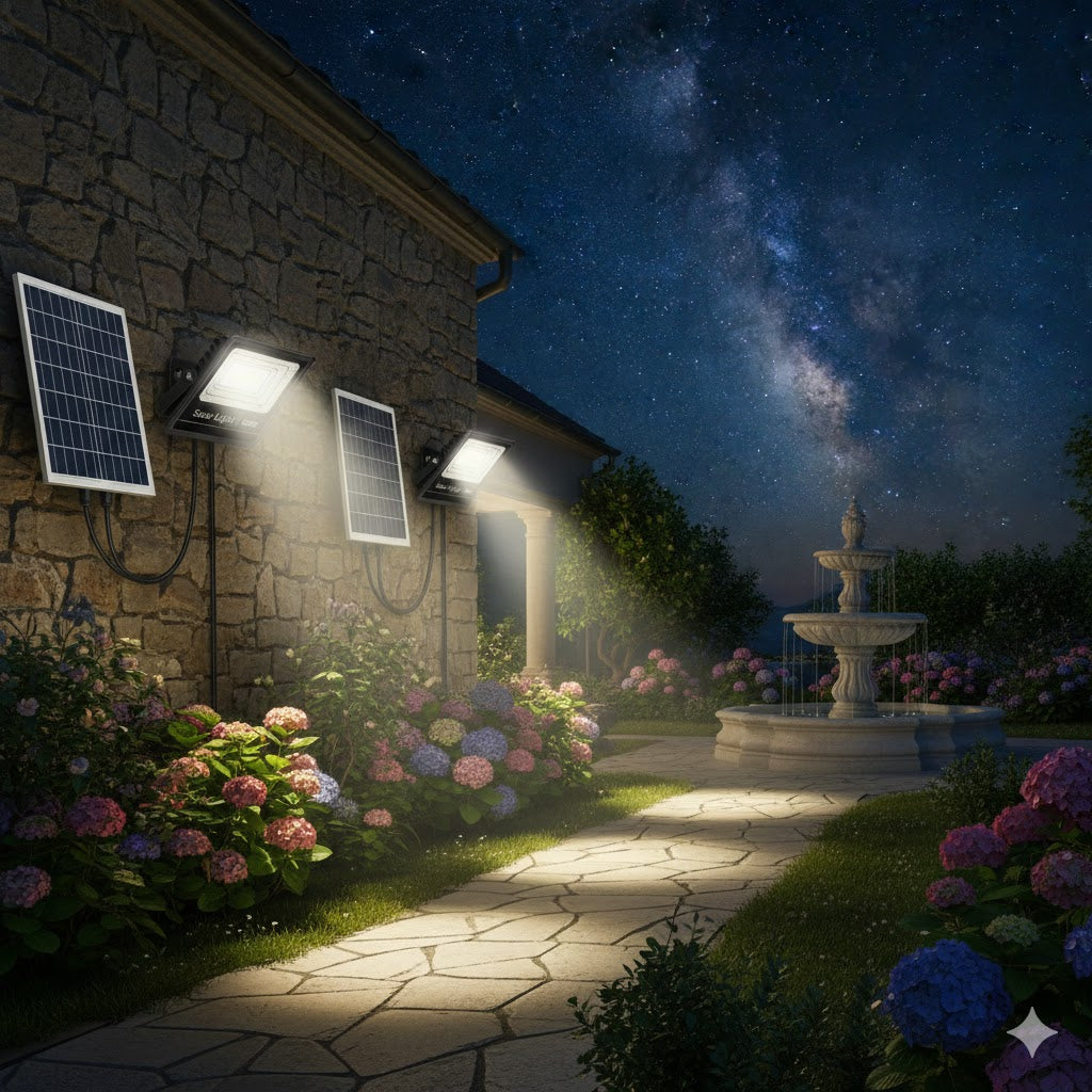 Faro Led 800w Con Pannello Solare IP67 Luce Bianca Con Telecomando