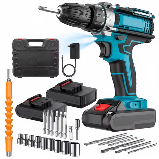 Avvitatore A Batteria 42 V: Trapano Avvitatore Batteria 42Nm Con 2 Batteries 2.0Ah,25+3 Coppia, 24Pcs Punte Da Trapano, 2 Velocità, Luce Led