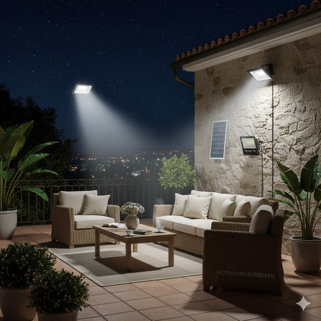 Faro Led 800w Con Pannello Solare IP67 Luce Bianca Con Telecomando