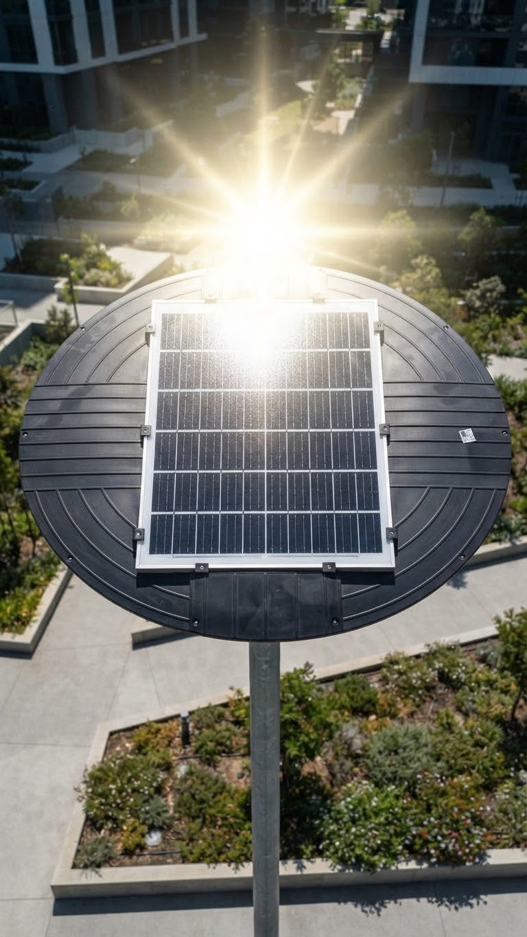 Faro LED 5000W Solare Esterno Sensore Movimento Crepuscolare Telecomando Palo 3m