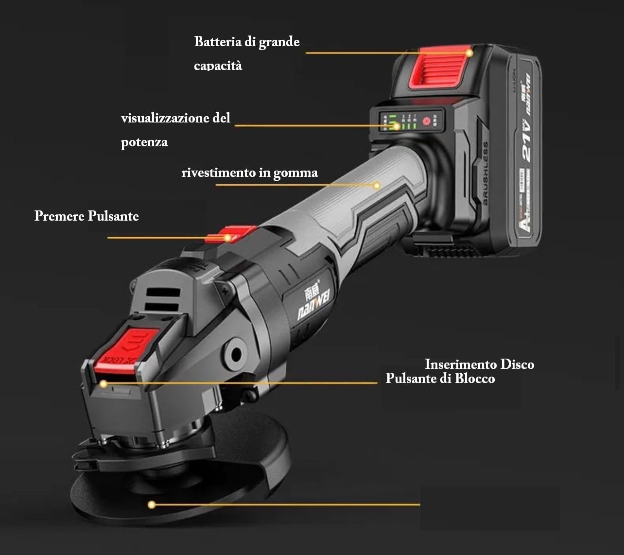 Kit Trapano Avvitatore Professionale Avvitatore 3 Batterie Batteria al litio da 21v 4.0ah 2 Velocita (10MM) Con Luce Led per + Smerigliatrice Angolare 3 Velocità Completo di Valigetta